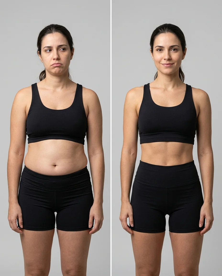 Transformação antes e depois — Protocolo 5x2